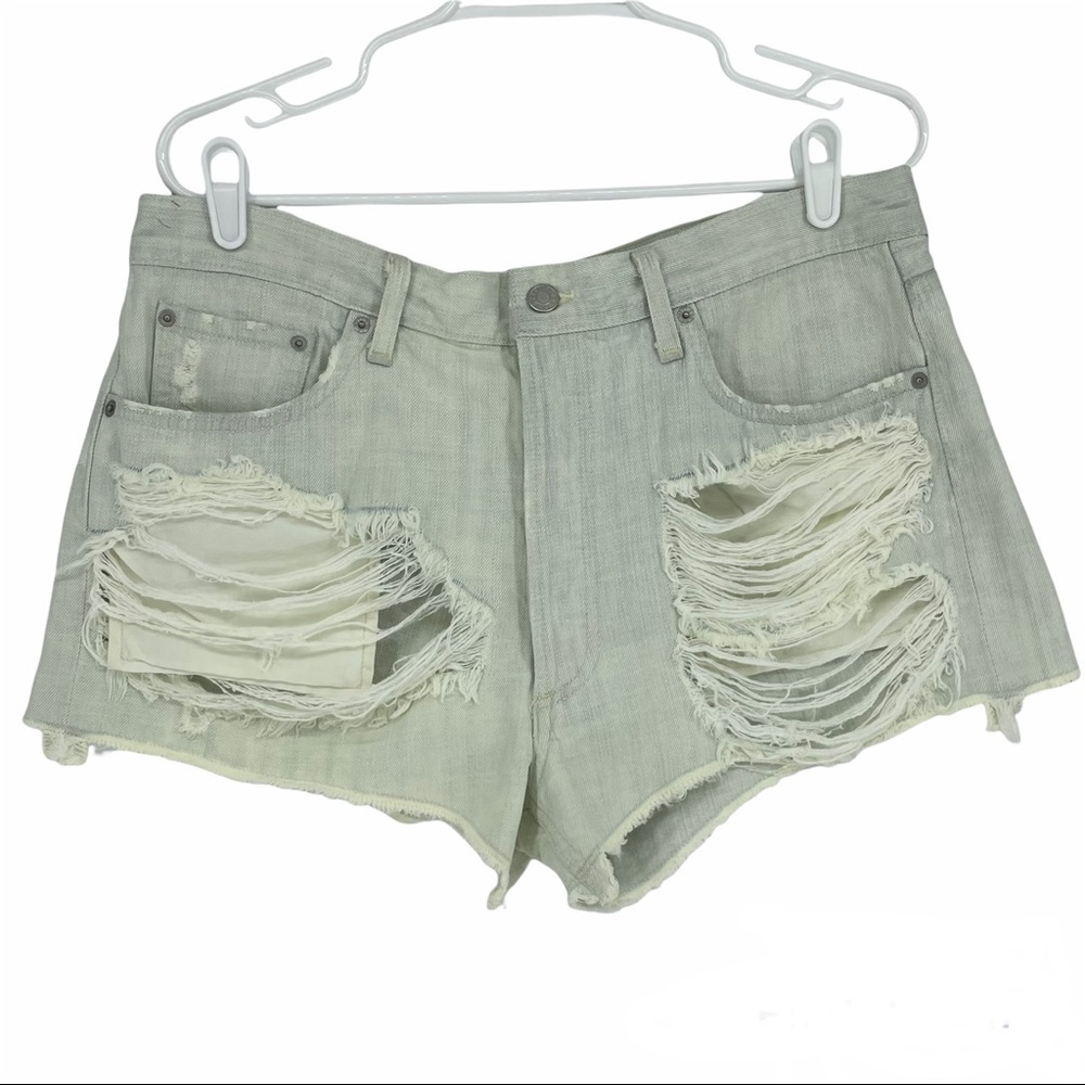 AGOLDE NWT PARKER VINTAGE LOOSE CUT OFF SHORTS BLANCHE LIGHT BLUE 31